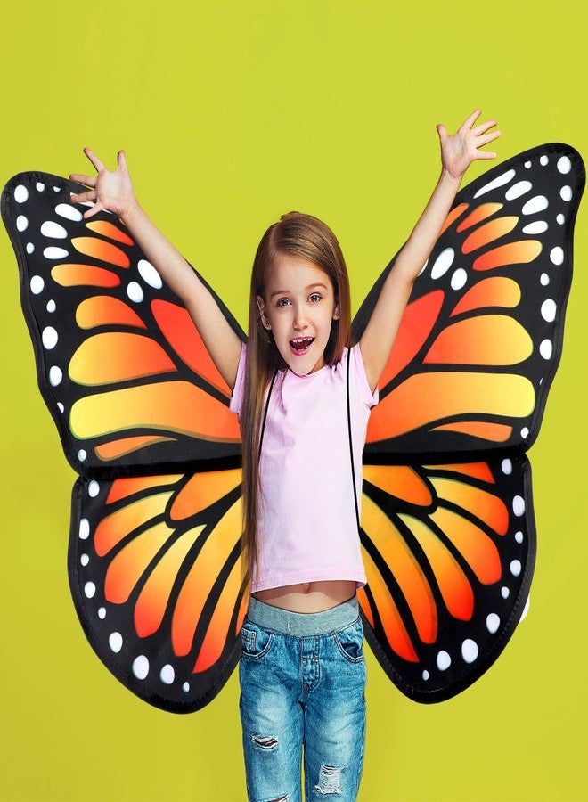 ojustbeok Large Monarch Butterfly Wings for Girls Costume Accessories Double Sided Butterfly Wings Costumes Fairy Dress Up Accessories for Kids Birthday Princess Cosplay Dress Up Party Halloween Photo Props - Image 4